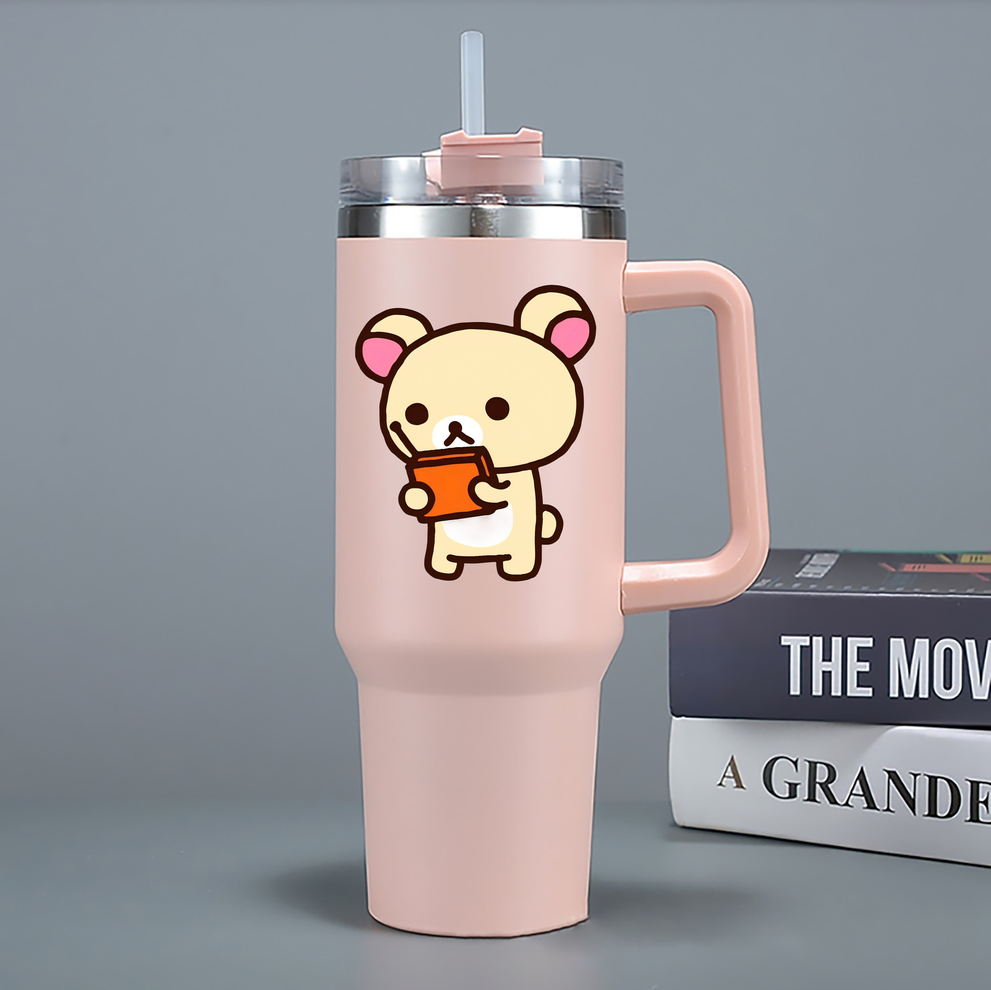 （画像用） リラックマ リラックマ キイロイトリ Rilakkuma Korilakkuma Kiiroitori 1200mL車用タンブラー - クリスタルステッカー（プラスチックストロー付き）